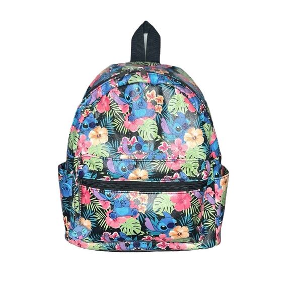 Loungefly Disney Lilo & Stitch Mini Backpack Stitch Poses Hawaiian Tropical - Picture 2 of 14